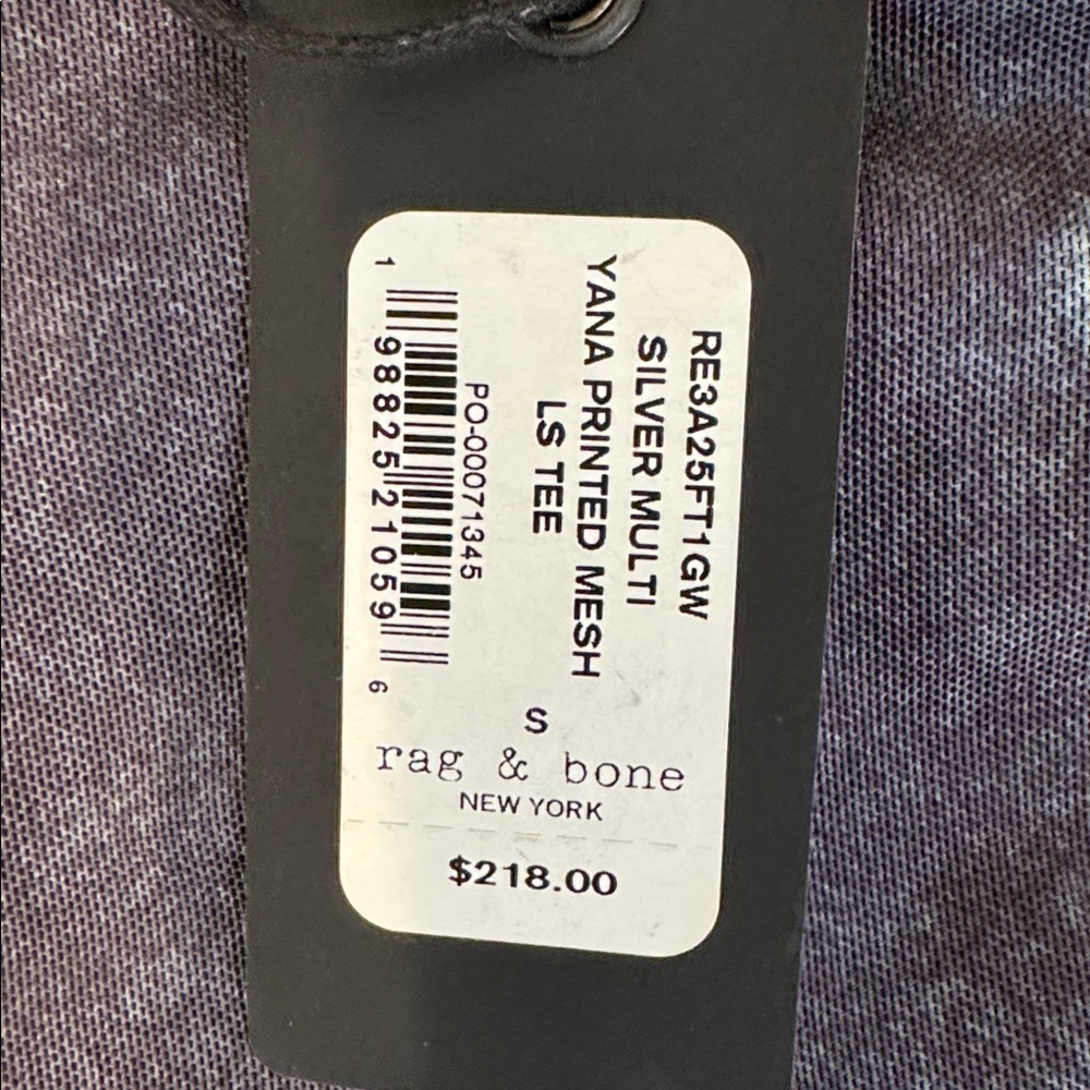 PRICE FIRM NWT rag & bone Yana Printed Mesh LS Tee Patterned Tee Size SP - Picture 8 of 12